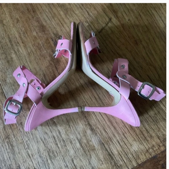 Ernesto Esposito Leather Barbiecore 4” heel sandals PINK size 36.5 IT= 5.5 US